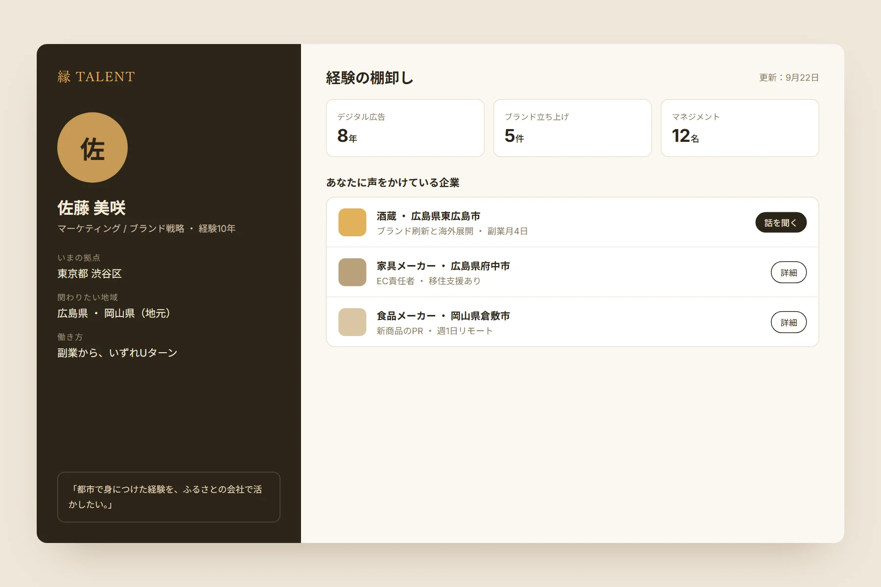 縁TALENTの画面イメージ